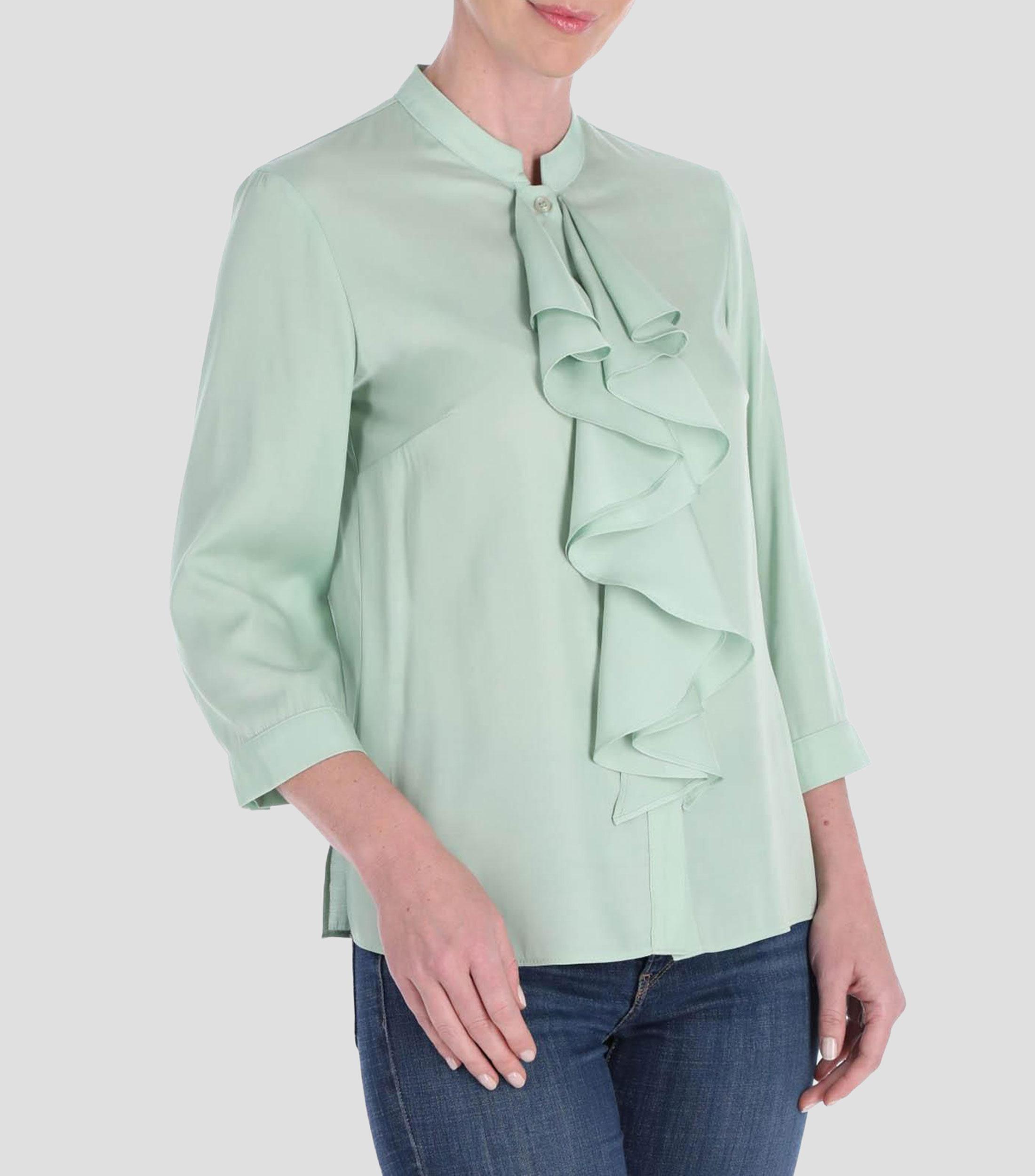 Blusa lisa manga 3/4 Mujer